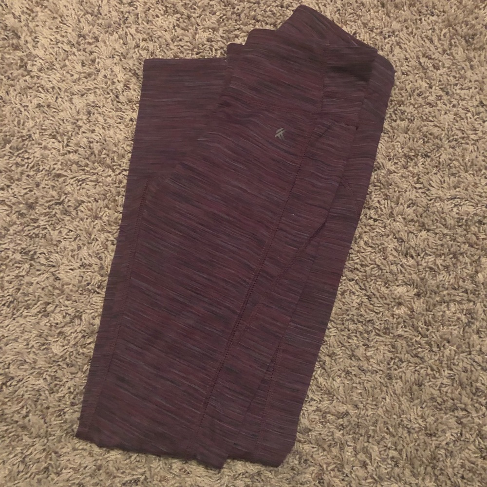 pink/purple striped workout leggings size:XS